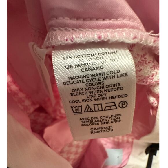 Ann Taylor pink white houndstooth ankle pants size 4P - Picture 4 of 11
